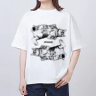 OTSUKURI  ＜SUZURI店＞のいとこの猫・餃子×2 オーバーサイズTシャツ