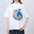 dolphineの可愛いイルカ Oversized T-Shirt