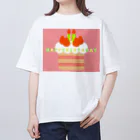 ゆちのへやのポップなバースデーケーキのイラスト Oversized T-Shirt