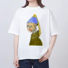 Genart0717のGirl with a pearl earring　フェルメールの真珠の耳飾りの少女 オーバーサイズTシャツ