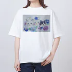 Blue Bayouの朝顔とみるちょこもーたん Oversized T-Shirt