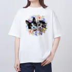 ゆきリンアート【保護猫活動 支援】のゆきリン花輪 オーバーサイズTシャツ