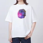 c5watercolorの水彩ペイント・紫の宝石 オーバーサイズTシャツ