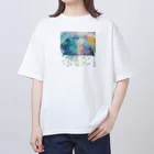 ぽけの水彩風雨の風景 オーバーサイズTシャツ