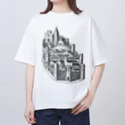 Saza-nami Antique designの城壁のある町 オーバーサイズTシャツ