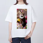 ukeroのパーティーキャット265 オーバーサイズTシャツ