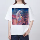 NEON CITYのネオンシティ シリーズ　散歩しましょう　Wandering オーバーサイズTシャツ