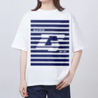 しろくろぷぅじぃのボーダー（くろじぃ）紫系 Oversized T-Shirt