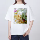 meke flowersのレモンイエローとアップルグリーン オーバーサイズTシャツ