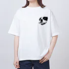 アビ屋さんの恐怖の犬 モノトーン ワンポイント Oversized T-Shirt