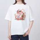 Japan Beautyオリジナルショップのうっすらピンクの花龍さん Oversized T-Shirt