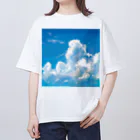 地球屋SUZURI店の青空(ロゴ入り) Oversized T-Shirt