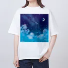 地球屋SUZURI店の星空(ロゴ入り) Oversized T-Shirt