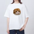 Pemomiの丸顔のねこ オーバーサイズTシャツ