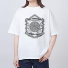 ROUKAの【Agave victoriae-reginae】前面・黒柄・オーバーサイズTシャツ オーバーサイズTシャツ