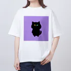 ネムうまるの黒猫 しじみさん【紫】 オーバーサイズTシャツ