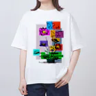 スタジオばんやの花モザイク オーバーサイズTシャツ