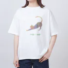 ふくむぎやの伸びネコ(文字入り) オーバーサイズTシャツ