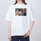 sacoccoの食品サンプル　プリンアラモード Oversized T-Shirt