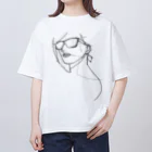 ツガイ☆ツツのサングラス　女 ワイヤーアート イラスト 針金アート　モノクロ オーバーサイズTシャツ
