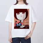 sasame's shopのねことわたし  なぜか 幸せ なんだよ Oversized T-Shirt