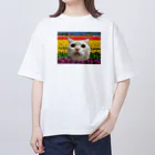 ネコとわたしとそのほかとのカラフルな舌だしネコ オーバーサイズTシャツ