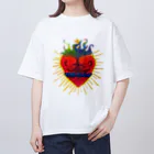 chikananamiのtwin soul ハート オーバーサイズTシャツ