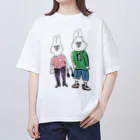 ざらざらせんべい亀のうさ丸家（らび子とぴょんのすけ） オーバーサイズTシャツ