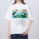 鳥救うSUZURIの『しぶきをまとうみずどり』【寄付付き商品】 オーバーサイズTシャツ