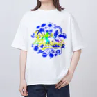 川上牧場のヤマフェスステッカー（青） Oversized T-Shirt