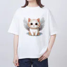 Vasetti_pressの可愛いねこ天使 Oversized T-Shirt