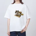 肉球書庫（絵）のムキムキ猫ちゃん オーバーサイズTシャツ