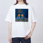 ねぐせSHOPの花火とシロハラちゃん Oversized T-Shirt