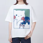 tafu tafuのかわいいポーズのしろぎんしま オーバーサイズTシャツ