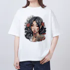 streetsnapの可愛いタトゥーだらけの女性、片面プリントTシャツ、期間限定 Oversized T-Shirt