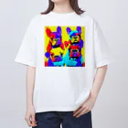 TakashiSのVivid Quartet of French Bulldogs オーバーサイズTシャツ