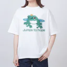 Atelier-Colortealのカエルは思う『Jumps to hope』 Oversized T-Shirt