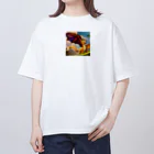 幸せアートワールドの可愛い龍のイラストグッズ オーバーサイズTシャツ