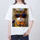 幻想的で創造的の猫にサングラス オーバーサイズTシャツ