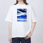 富士山アート倶楽部の富士山はいかがでしょう　冬 オーバーサイズTシャツ