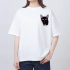 gatto solitario(物寂しげな猫)の黒猫 オーバーサイズTシャツ