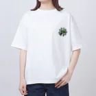 熱帯デザイン.com@SUZURIの【サークルロゴ】AGLAONEMA TRICOLOR（アグラオネマトリカラー）BLACK オーバーサイズTシャツ