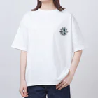 熱帯デザイン.com@SUZURIの【サークルロゴ】AGLAONEMA PICTUM（アグラオネマピクタム）BLACK オーバーサイズTシャツ