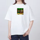 tinker_bellのぽんぽこタヌキのピクセルアドベンチャー オーバーサイズTシャツ