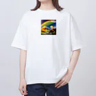 TOY PAPA SHOP の“Rainbow-colored Mount Fuji: The Gateway to a Colorful Fantasy” Oversized T-Shirt