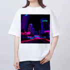 PCFTのネオン風都市 オーバーサイズTシャツ