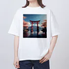 HRC_SUZURI-01の神社 富士山と鳥居 Oversized T-Shirt