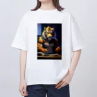 Tora Kizuのかっこいいマッスル虎のエンジニア オーバーサイズTシャツ