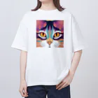 猫の憩い場のアートな猫 オーバーサイズTシャツ