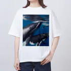 Fasterのシロナガスクジラ　親子 Oversized T-Shirt